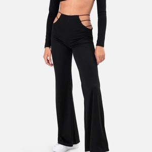 Adika Empire Black Flare Strappy Pants